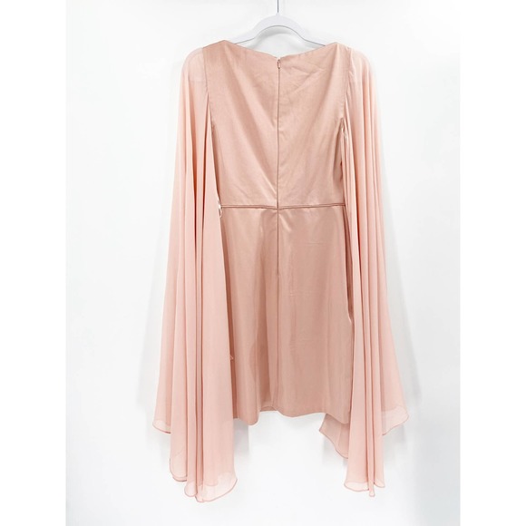 Ieena for Mac Duggal Blush Pink 55358 Dramatic Flowy Sleeve V-Neck Formal Dress - Picture 5 of 7